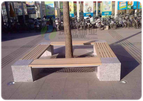 戶外公園景區防腐木石腳圍樹凳